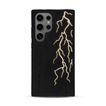 Coque de protection en bois véritable fabriquée en France pour  alliant plusieurs essences de bois pour représenter un éclair divin