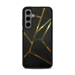 Coque de protection en bois véritable fabriquée en France pour  alliant plusieurs essences de bois pour représenter des fragments design