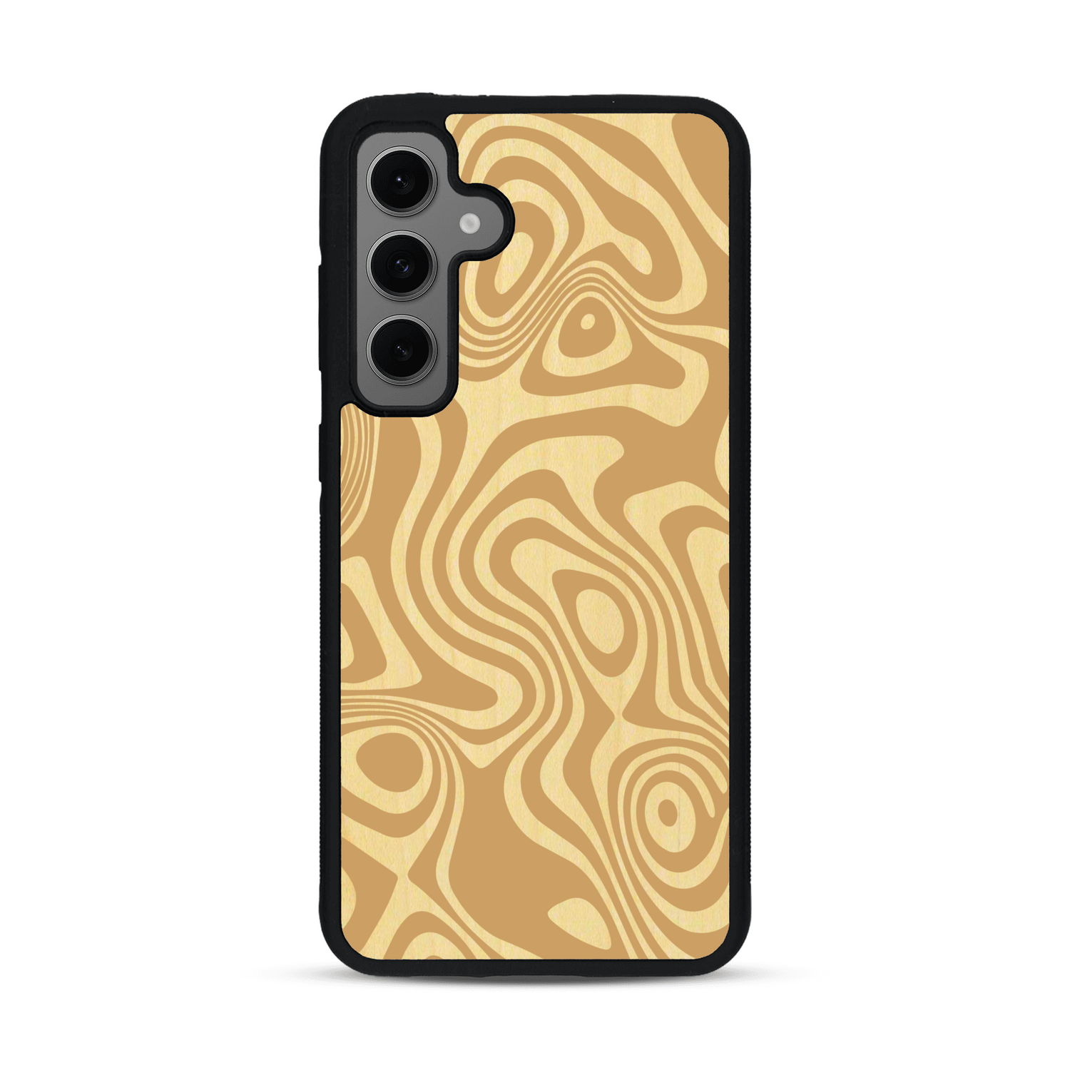 Coque de protection en bois véritable fabriquée en France pour  avec un motif abstrait représentant les mouvements de l'eau