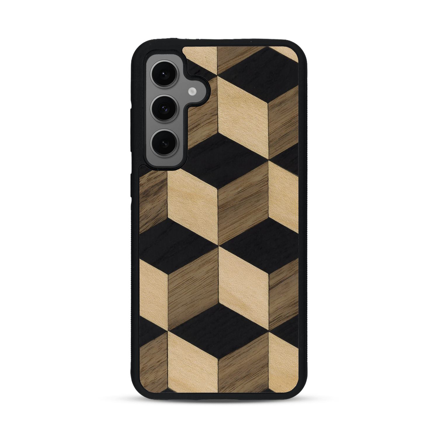 Coque de protection en bois véritable fabriquée en France pour  alliant plusieurs essences de bois pour représenter un classique intemporel de la marqueterie