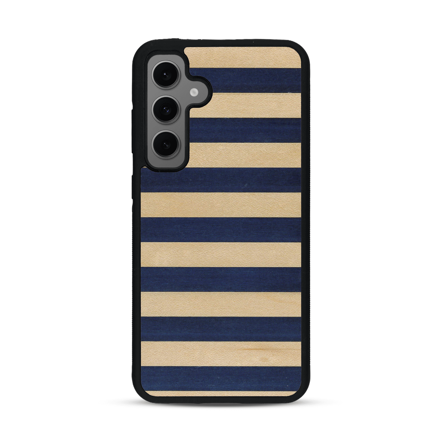 Coque de protection en bois véritable fabriquée en France pour  alliant plusieurs essences de bois pour représenter une marinière