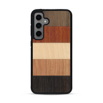 Coque de protection en bois véritable fabriquée en France pour  alliant des bandes horizontales de bambou, merisier, padouk, noyer et chêne fumé