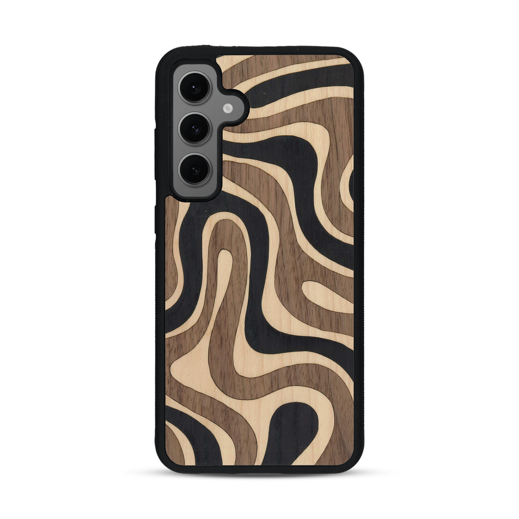 Coque de protection en bois véritable fabriquée en France pour  alliant plusieurs essences de bois pour représenter une ondulation