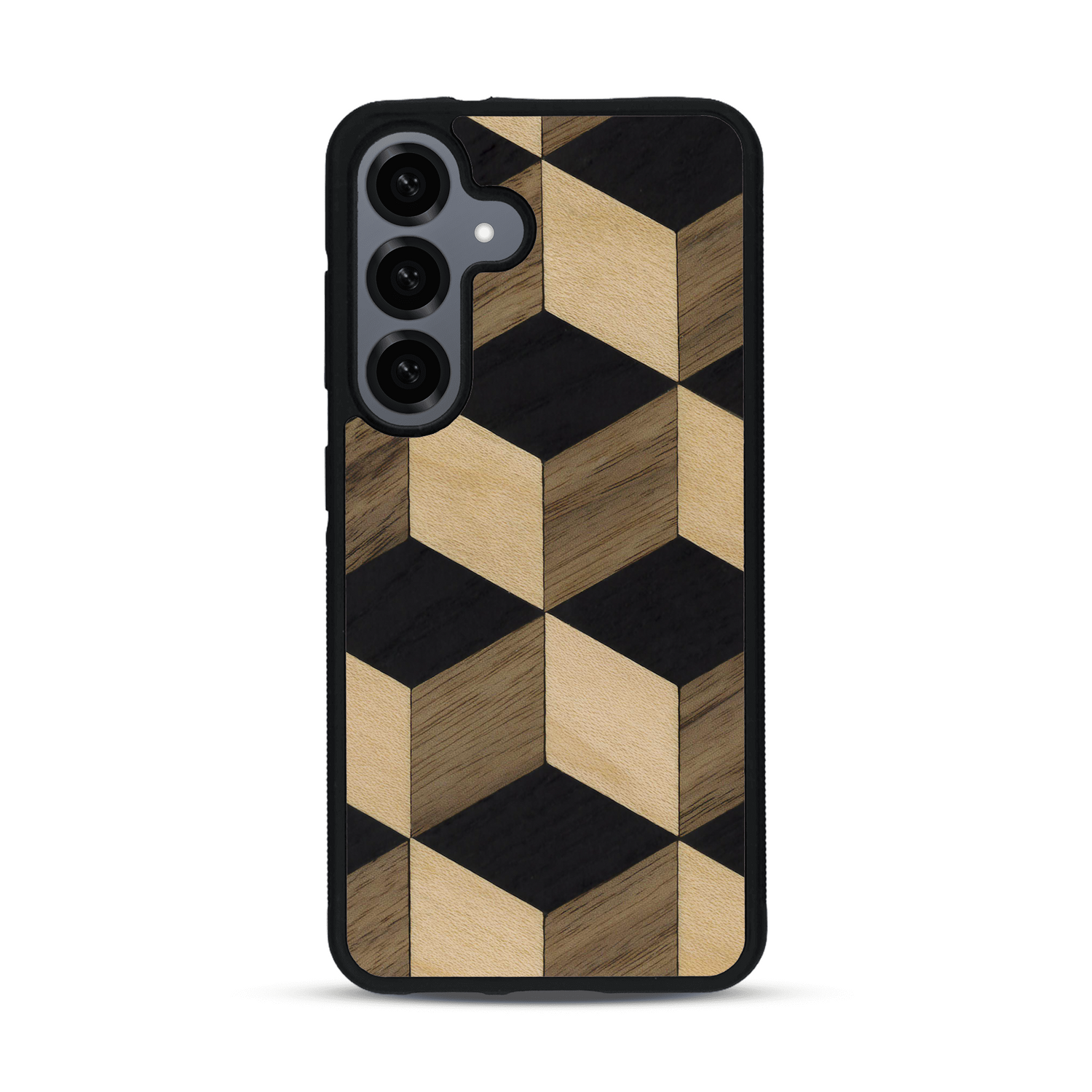 Coque de protection en bois véritable fabriquée en France pour  alliant plusieurs essences de bois pour représenter un classique intemporel de la marqueterie
