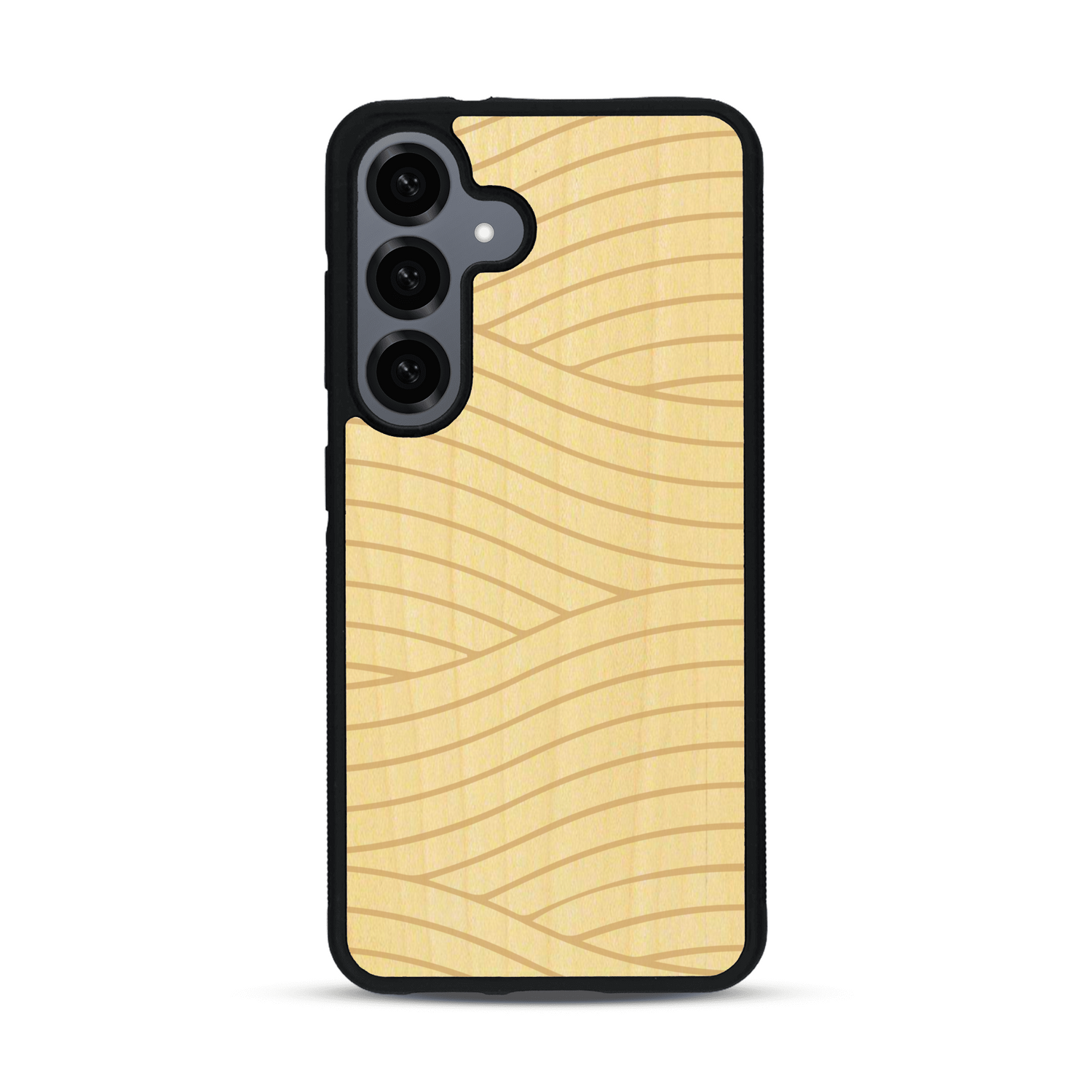 Coque de protection en bois véritable fabriquée en France pour  avec un motif moderne et minimaliste sur le thème waves et wavy représentant les vagues de l'océan