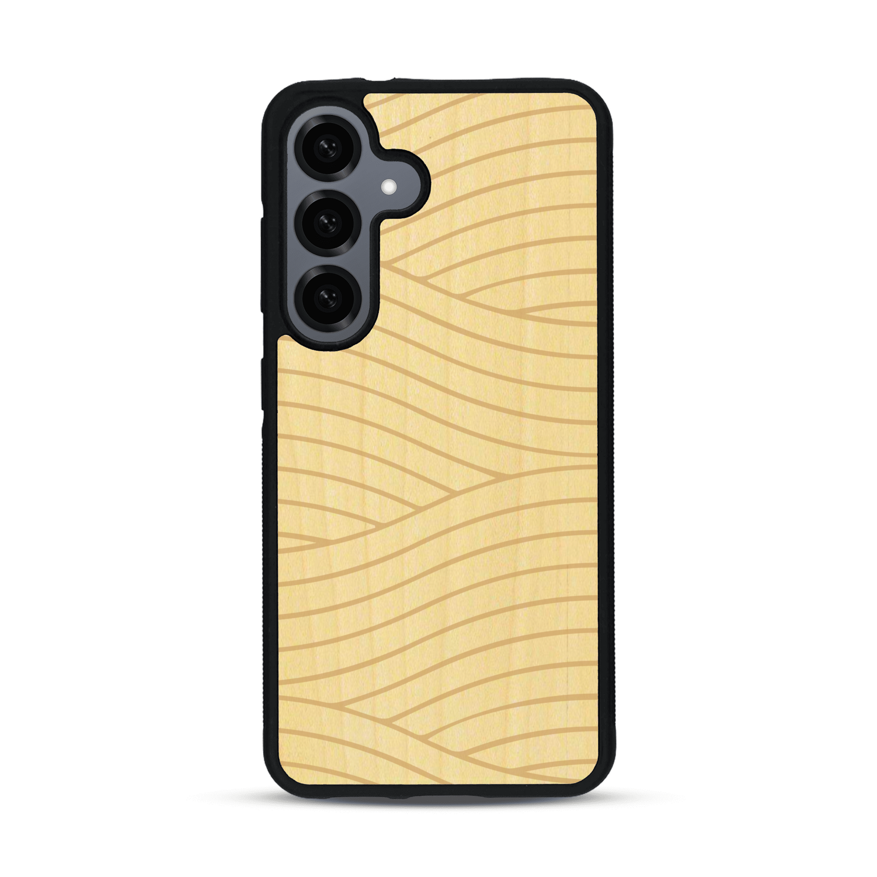Coque de protection en bois véritable fabriquée en France pour  avec un motif moderne et minimaliste sur le thème waves et wavy représentant les vagues de l'océan