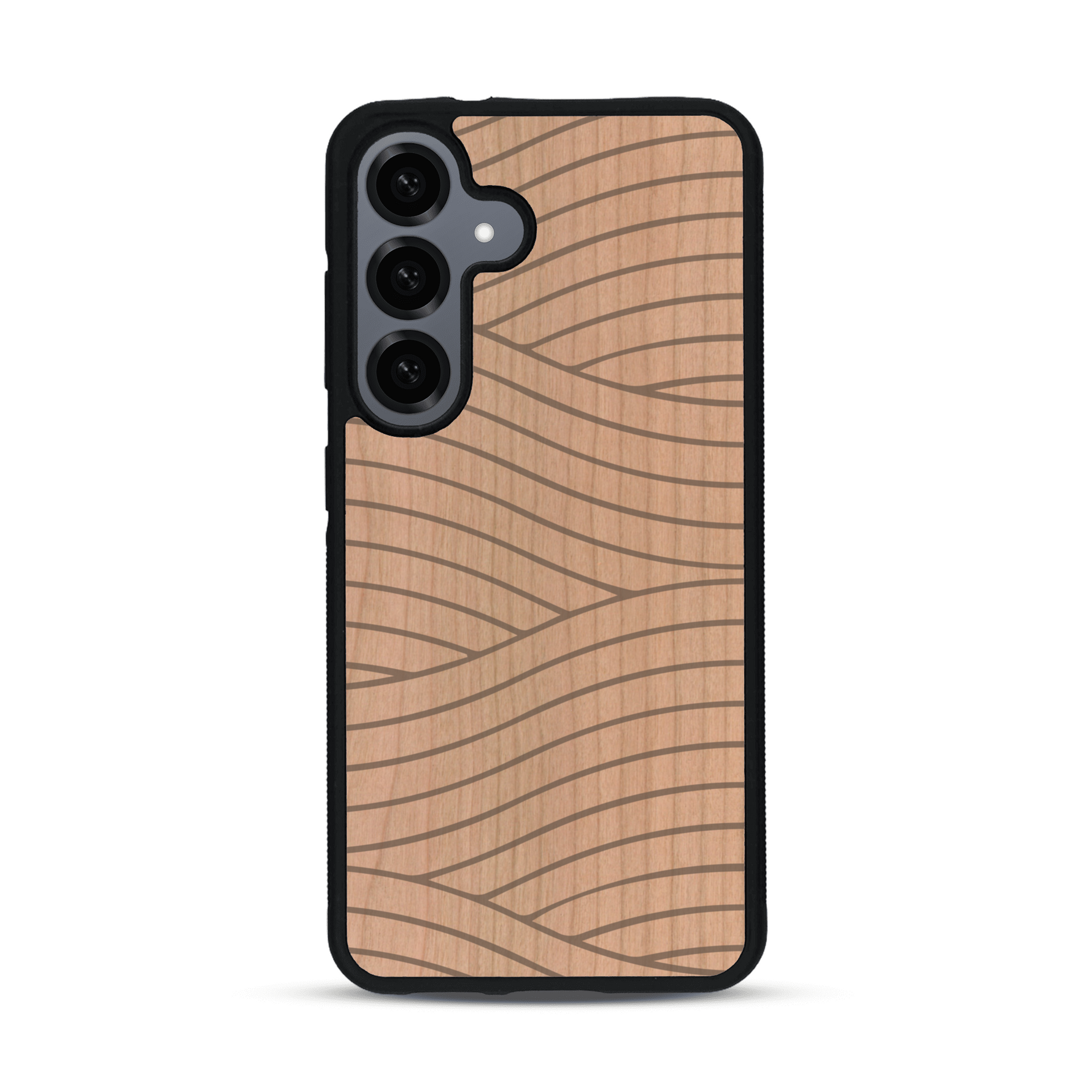 Coque de protection en bois véritable fabriquée en France pour  avec un motif moderne et minimaliste sur le thème waves et wavy représentant les vagues de l'océan