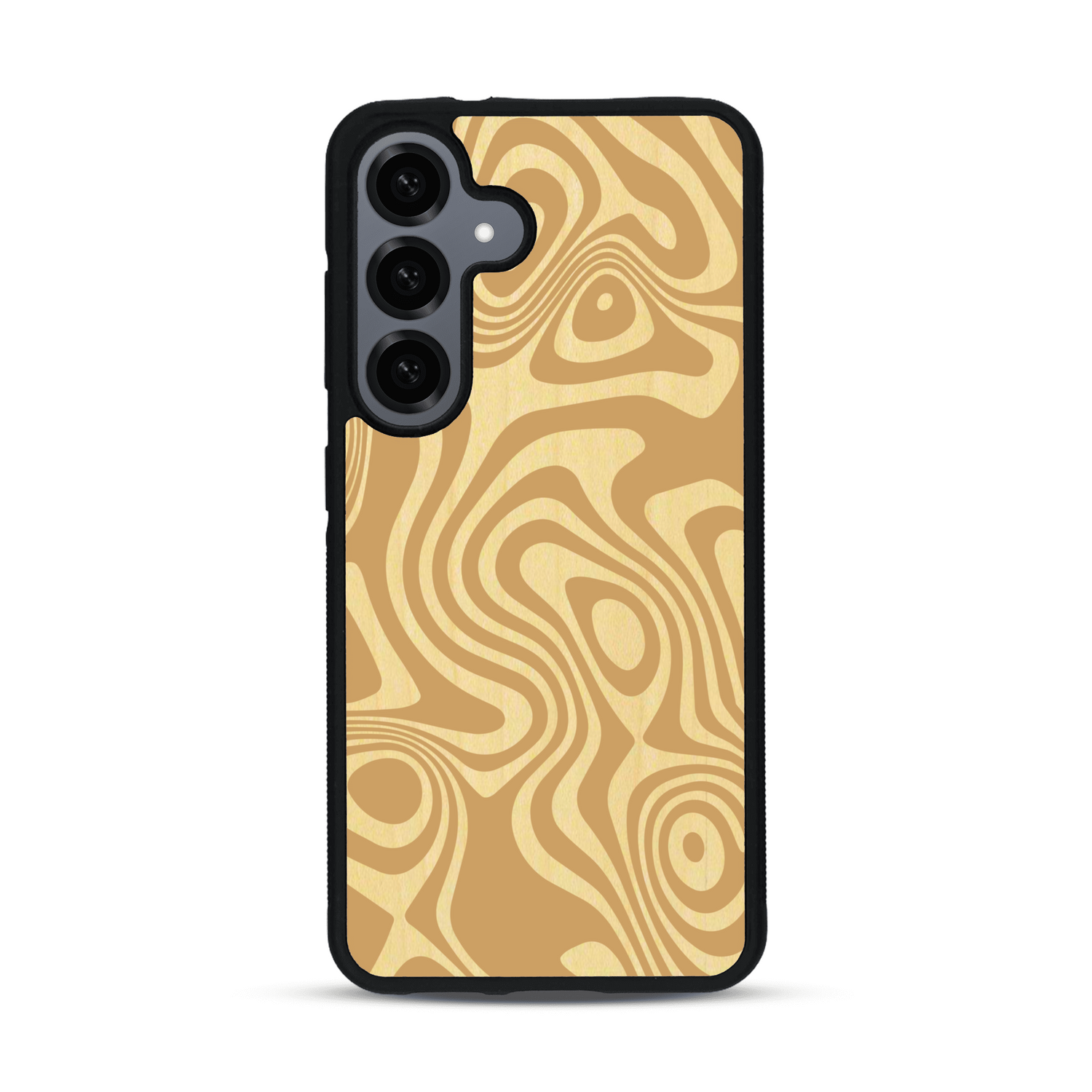 Coque de protection en bois véritable fabriquée en France pour  avec un motif abstrait représentant les mouvements de l'eau