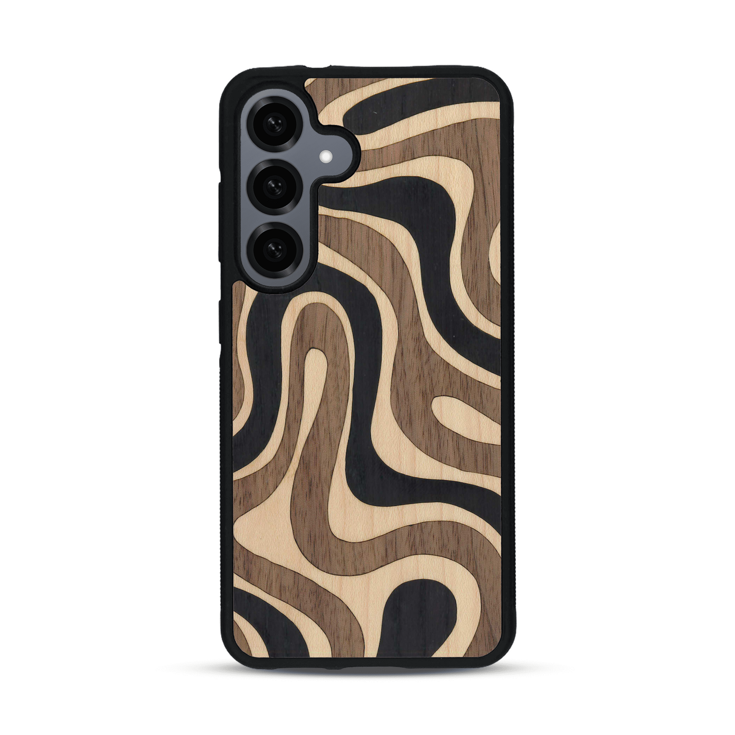 Coque de protection en bois véritable fabriquée en France pour  alliant plusieurs essences de bois pour représenter une ondulation