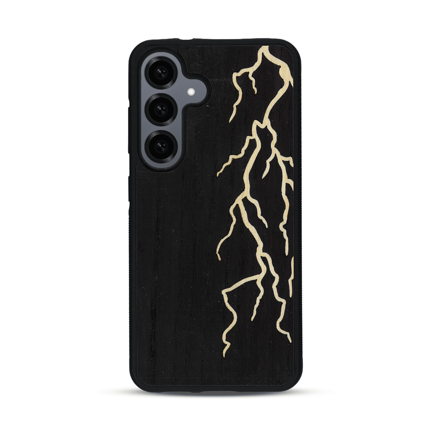 Coque de protection en bois véritable fabriquée en France pour  alliant plusieurs essences de bois pour représenter un éclair divin