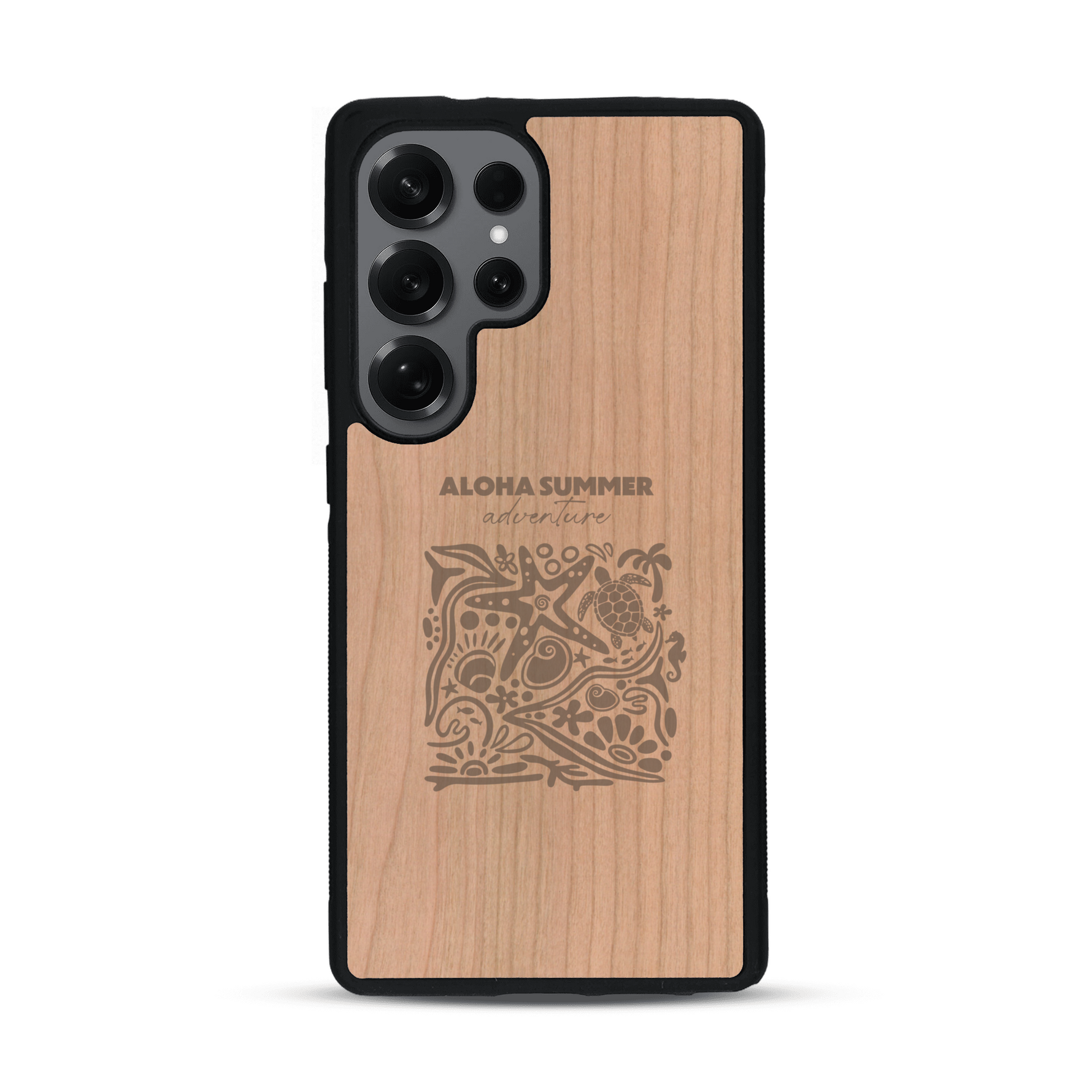 Coque de protection en bois véritable fabriquée en France pour  sur le thème de la plage, de l'été et vanlife.