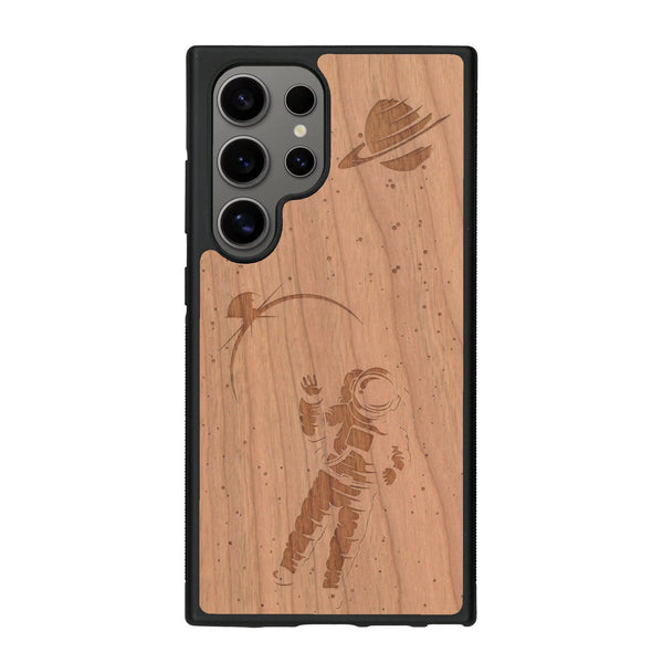 Coque de protection en bois véritable fabriquée en France pour Samsung S25 Ultra sur le thème des astronautes