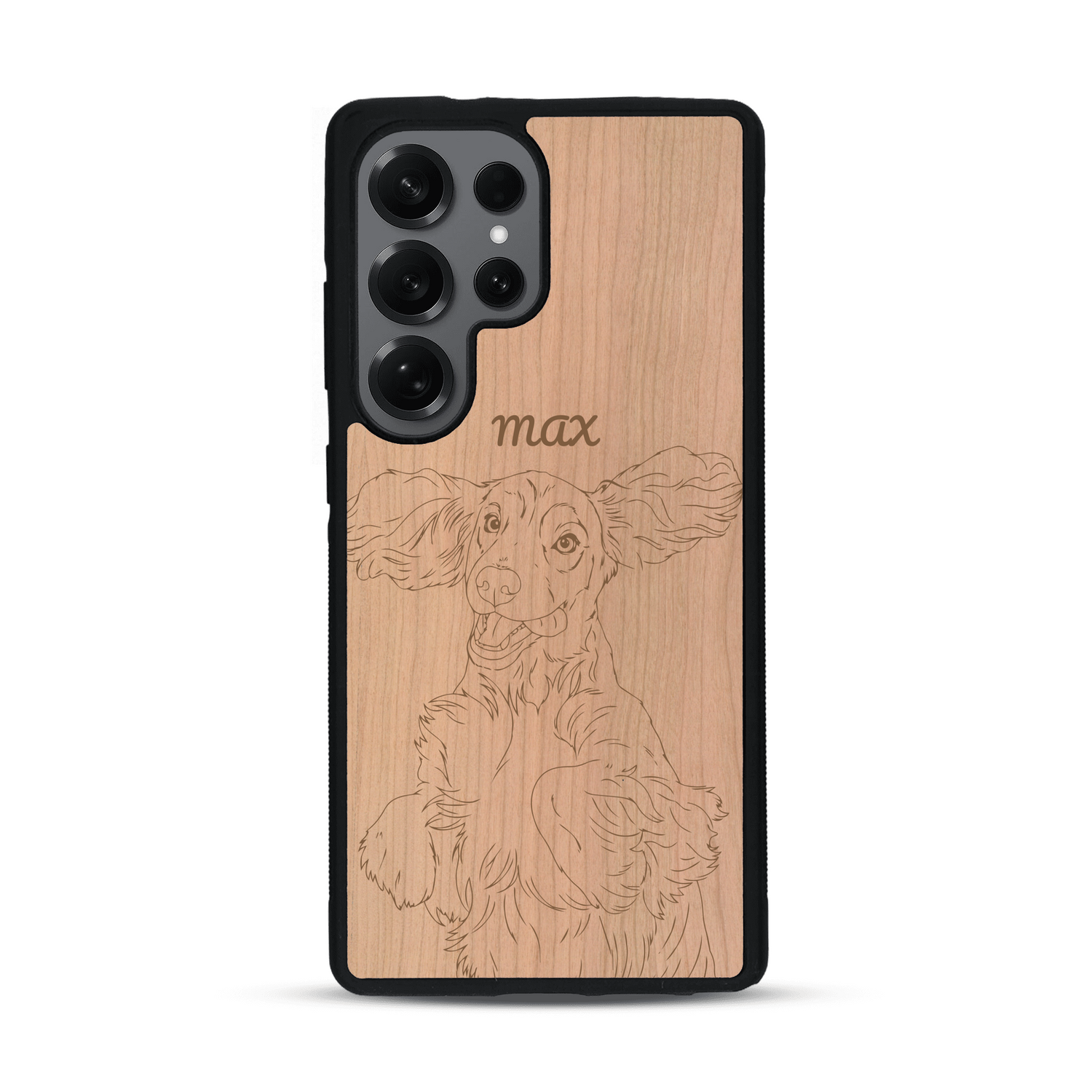 Coque de protection en bois véritable fabriquée en France pour  avec gravure personnalisée à partir d'une photo, d'une image, d'un logo, des initials ou d'une phrase