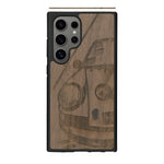 Coque de protection en bois véritable fabriquée en France pour Samsung S25 Ultra sur le thème de l'automobile avec une authentique Porsche
