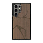Coque de protection en bois véritable fabriquée en France pour Samsung S25 Ultra représentant une silhouette féminine dessinée à la main par l'artiste Maud Dabs