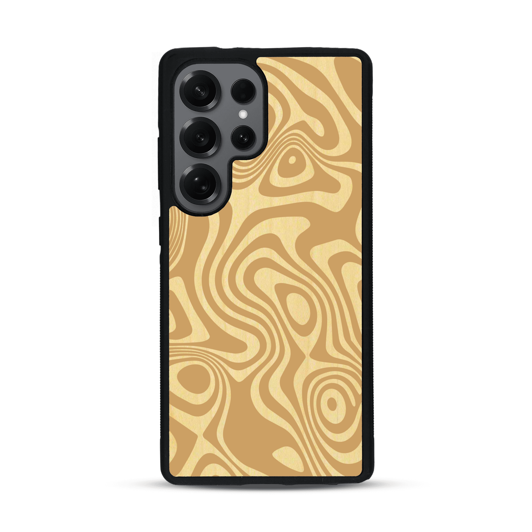 Coque de protection en bois véritable fabriquée en France pour  avec un motif abstrait représentant les mouvements de l'eau