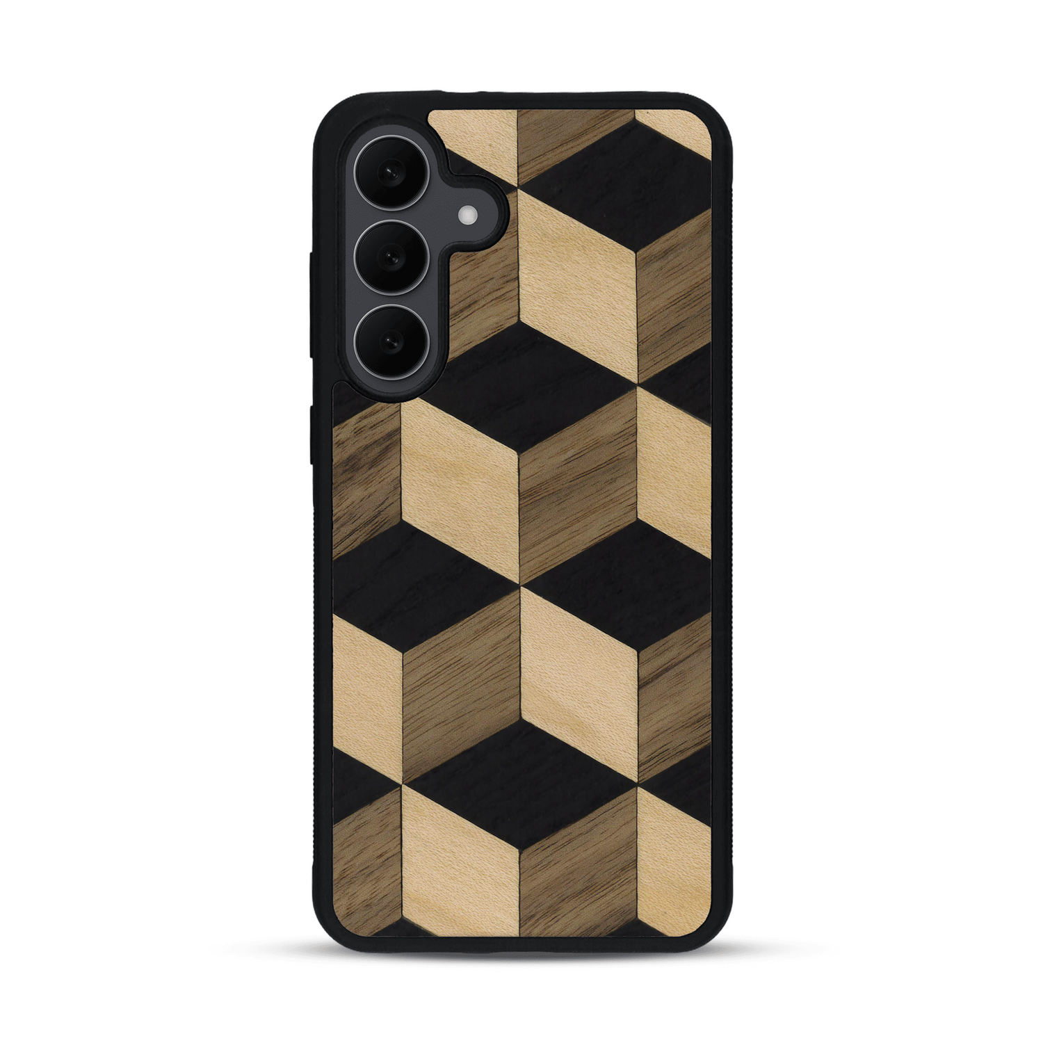 Coque de protection en bois véritable fabriquée en France pour  alliant plusieurs essences de bois pour représenter un classique intemporel de la marqueterie