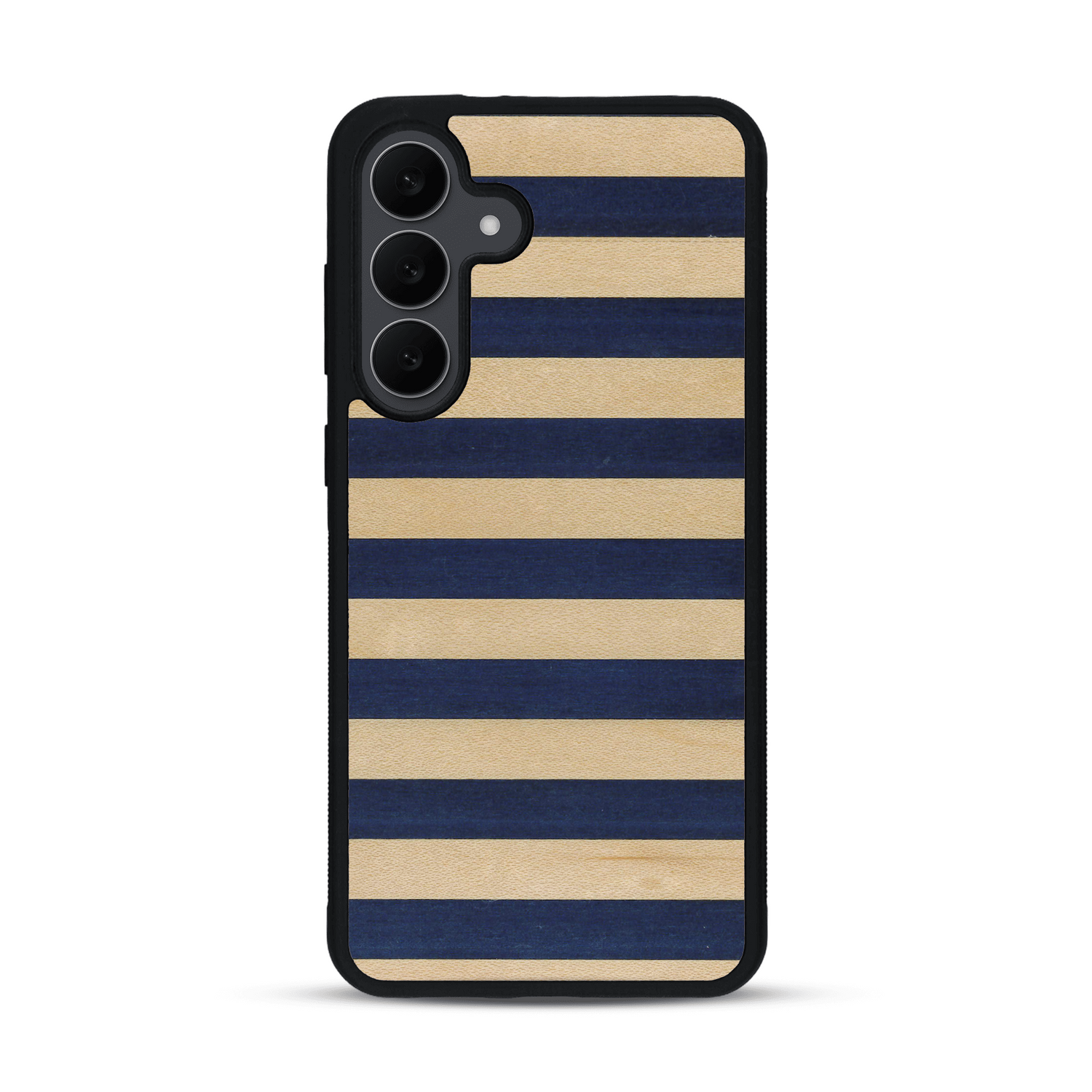 Coque de protection en bois véritable fabriquée en France pour  alliant plusieurs essences de bois pour représenter une marinière