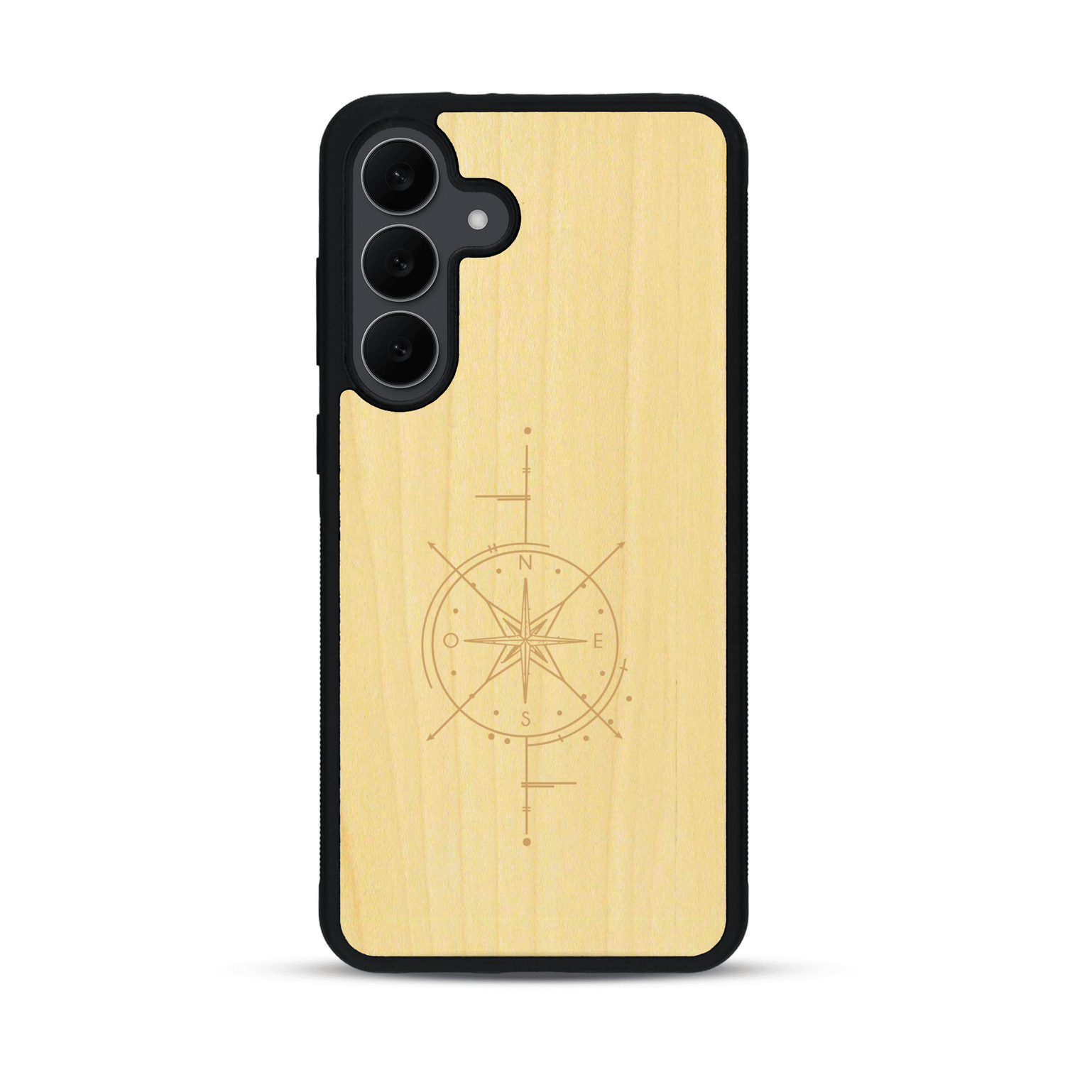 Coque de protection en bois véritable fabriquée en France pour  avec une gravure "rose des vents" sur le thème nautique et de l'océan qui s'inspire des boussoles de pirate
