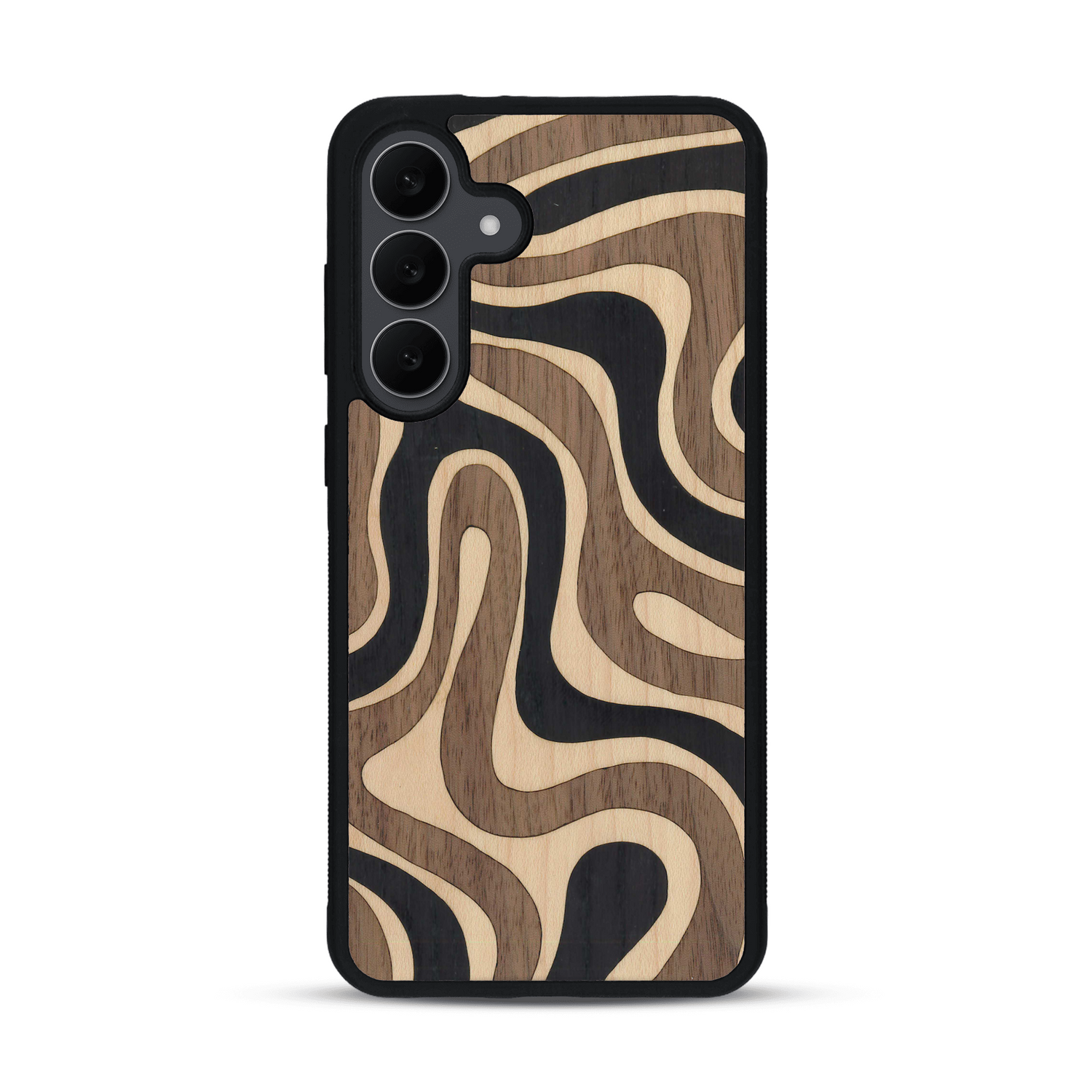 Coque de protection en bois véritable fabriquée en France pour  alliant plusieurs essences de bois pour représenter une ondulation