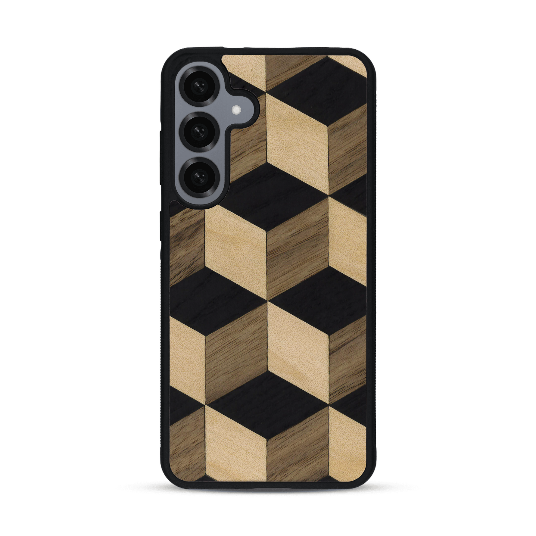Coque de protection en bois véritable fabriquée en France pour  alliant plusieurs essences de bois pour représenter un classique intemporel de la marqueterie