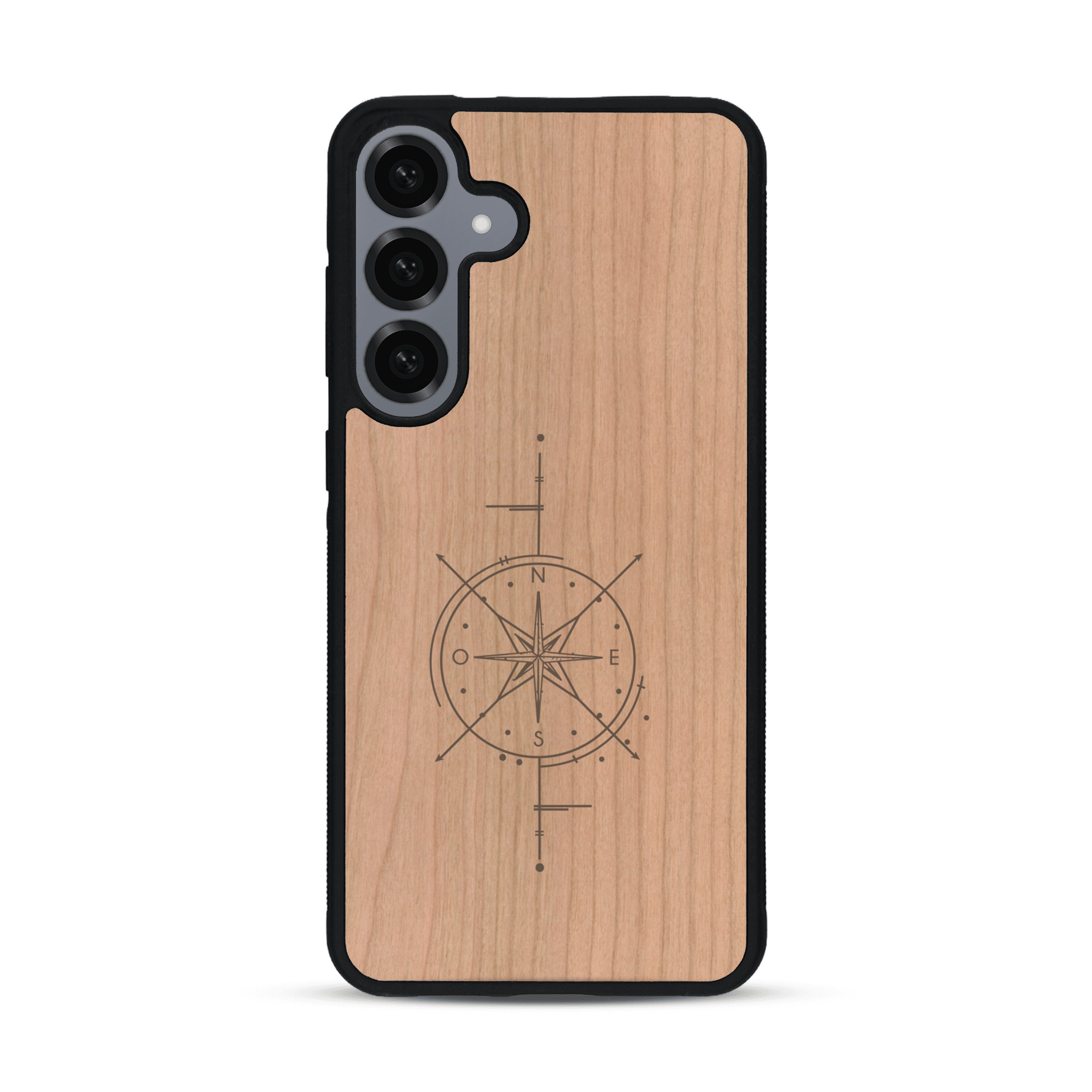 Coque de protection en bois véritable fabriquée en France pour  avec une gravure "rose des vents" sur le thème nautique et de l'océan qui s'inspire des boussoles de pirate