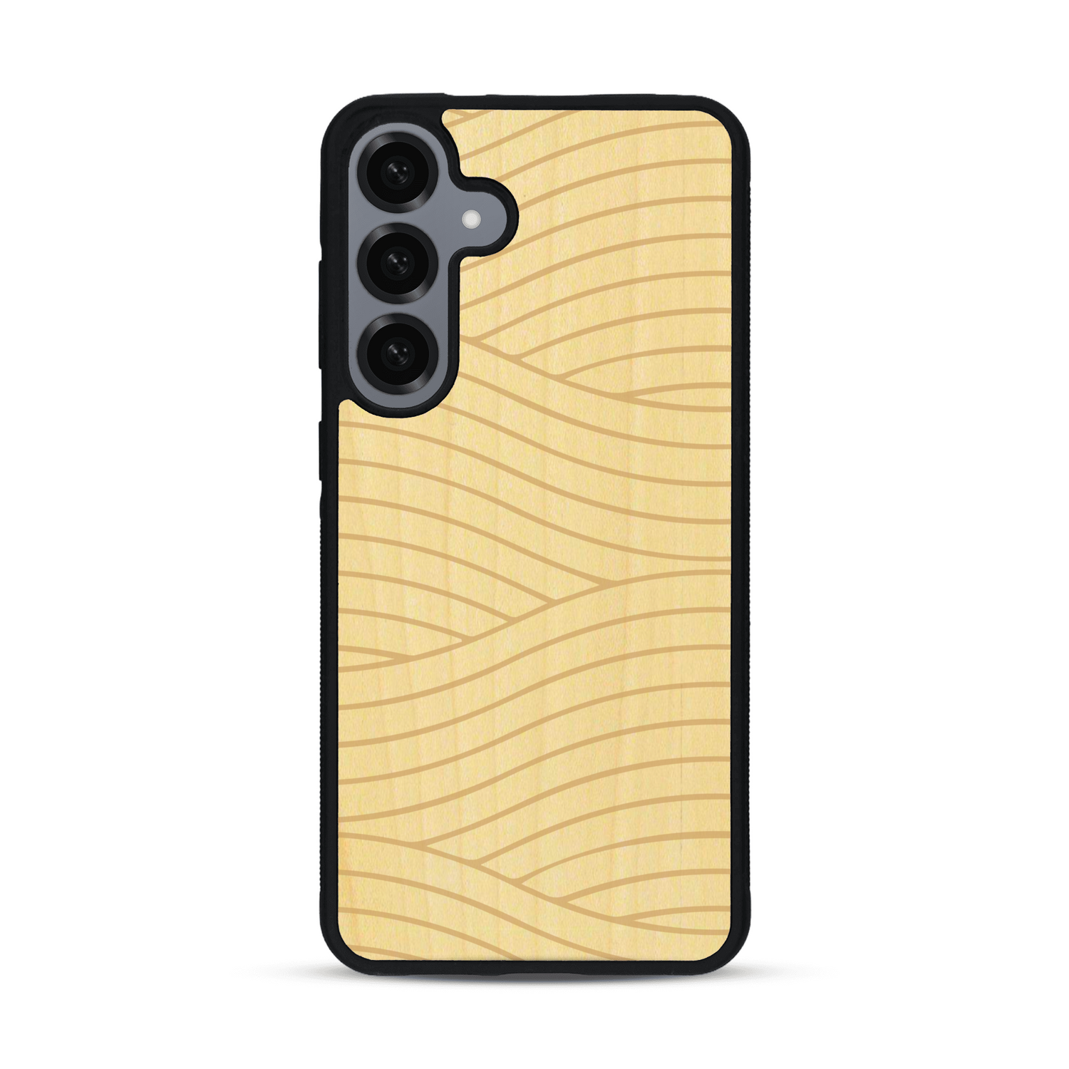 Coque de protection en bois véritable fabriquée en France pour  avec un motif moderne et minimaliste sur le thème waves et wavy représentant les vagues de l'océan