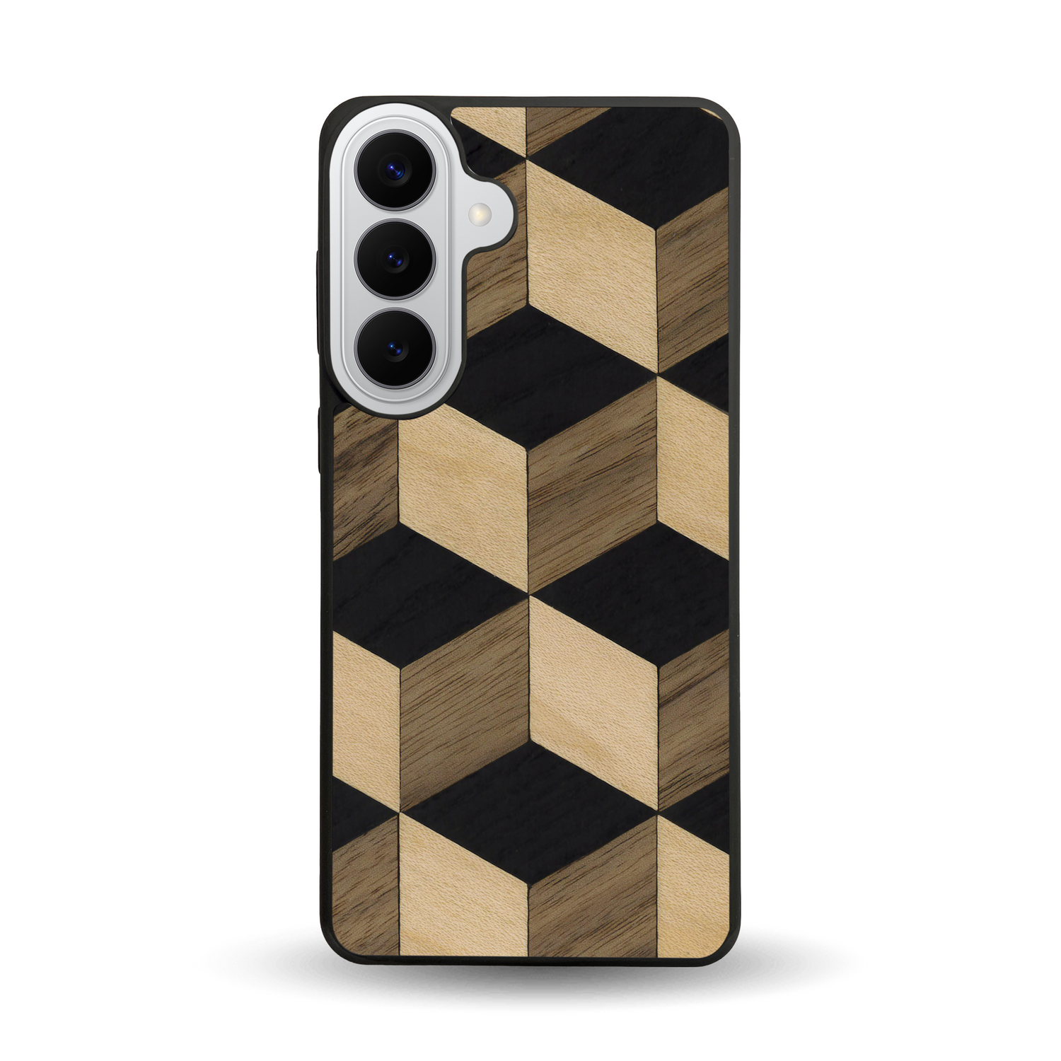 Coque de protection en bois véritable fabriquée en France pour  alliant plusieurs essences de bois pour représenter un classique intemporel de la marqueterie