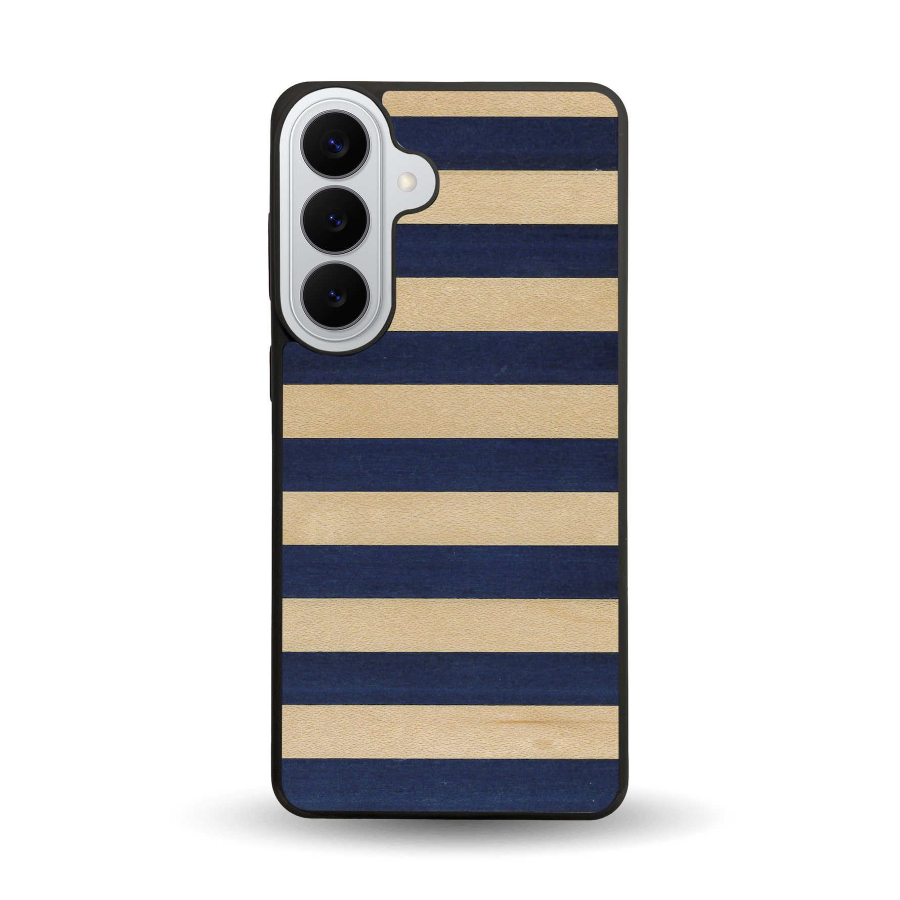 Coque de protection en bois véritable fabriquée en France pour  alliant plusieurs essences de bois pour représenter une marinière