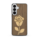 Coque de protection en bois véritable fabriquée en France pour  alliant plusieurs essences de bois pour représenter une rose