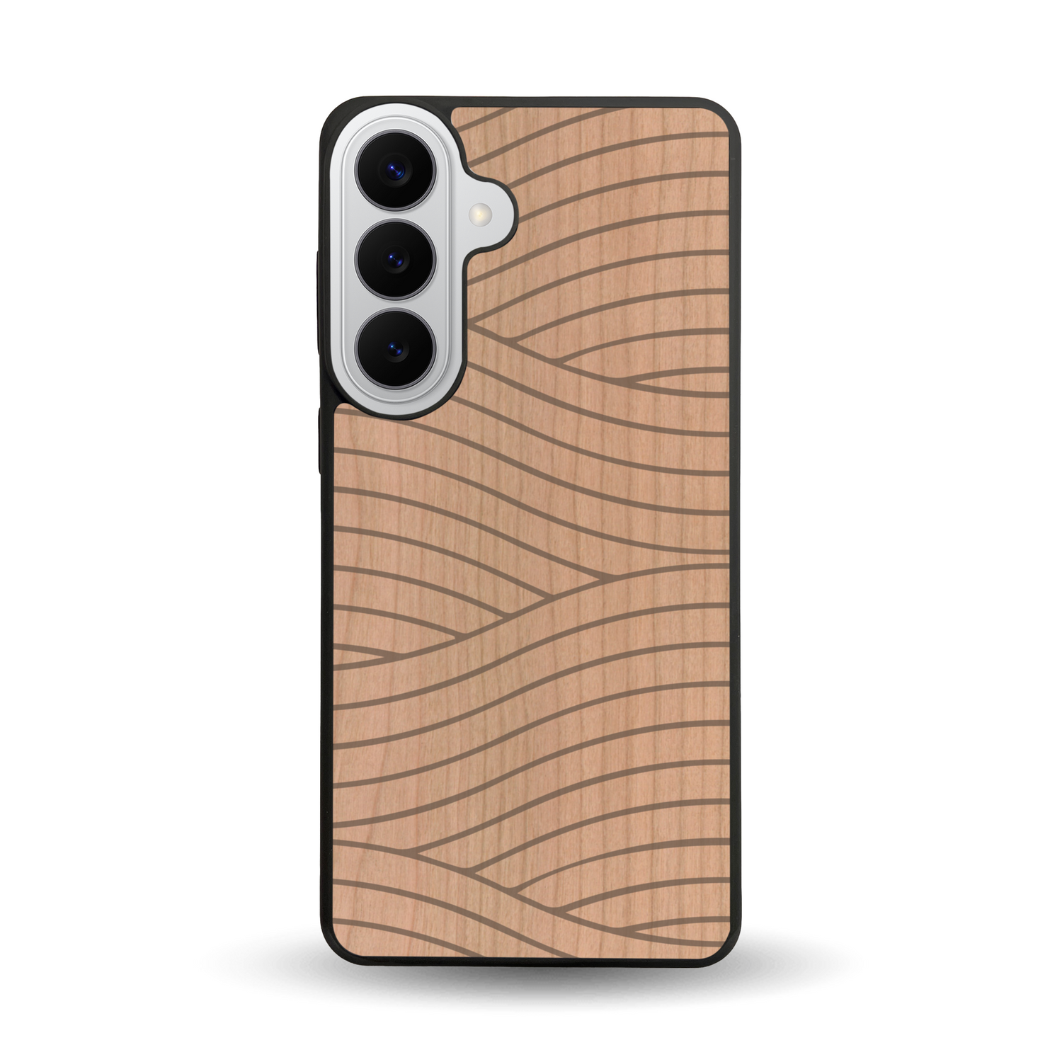 Coque de protection en bois véritable fabriquée en France pour  avec un motif moderne et minimaliste sur le thème waves et wavy représentant les vagues de l'océan