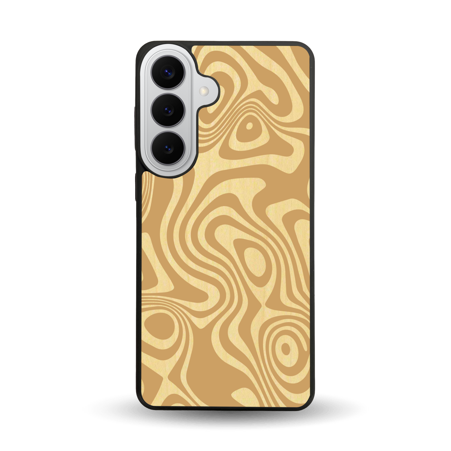 Coque de protection en bois véritable fabriquée en France pour  avec un motif abstrait représentant les mouvements de l'eau