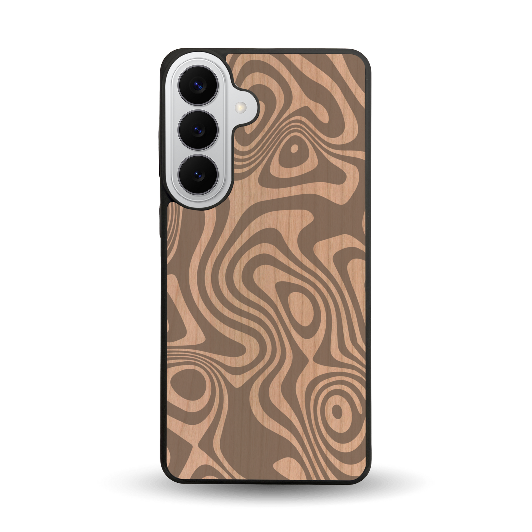 Coque de protection en bois véritable fabriquée en France pour  avec un motif abstrait représentant les mouvements de l'eau
