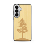 Coque de protection en bois véritable fabriquée en France pour  sur le thème de la nature, de la fôret et de l'écoresponsabilité avec une gravure représentant un arbre 