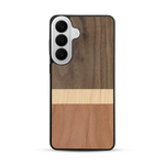 Coque de protection en bois véritable fabriquée en France pour  alliant des bandes horizontales de bambou, merisier et noyer