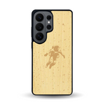Coque de protection en bois véritable fabriquée en France pour Samsung S26 Ultra sur le thème des astronautes