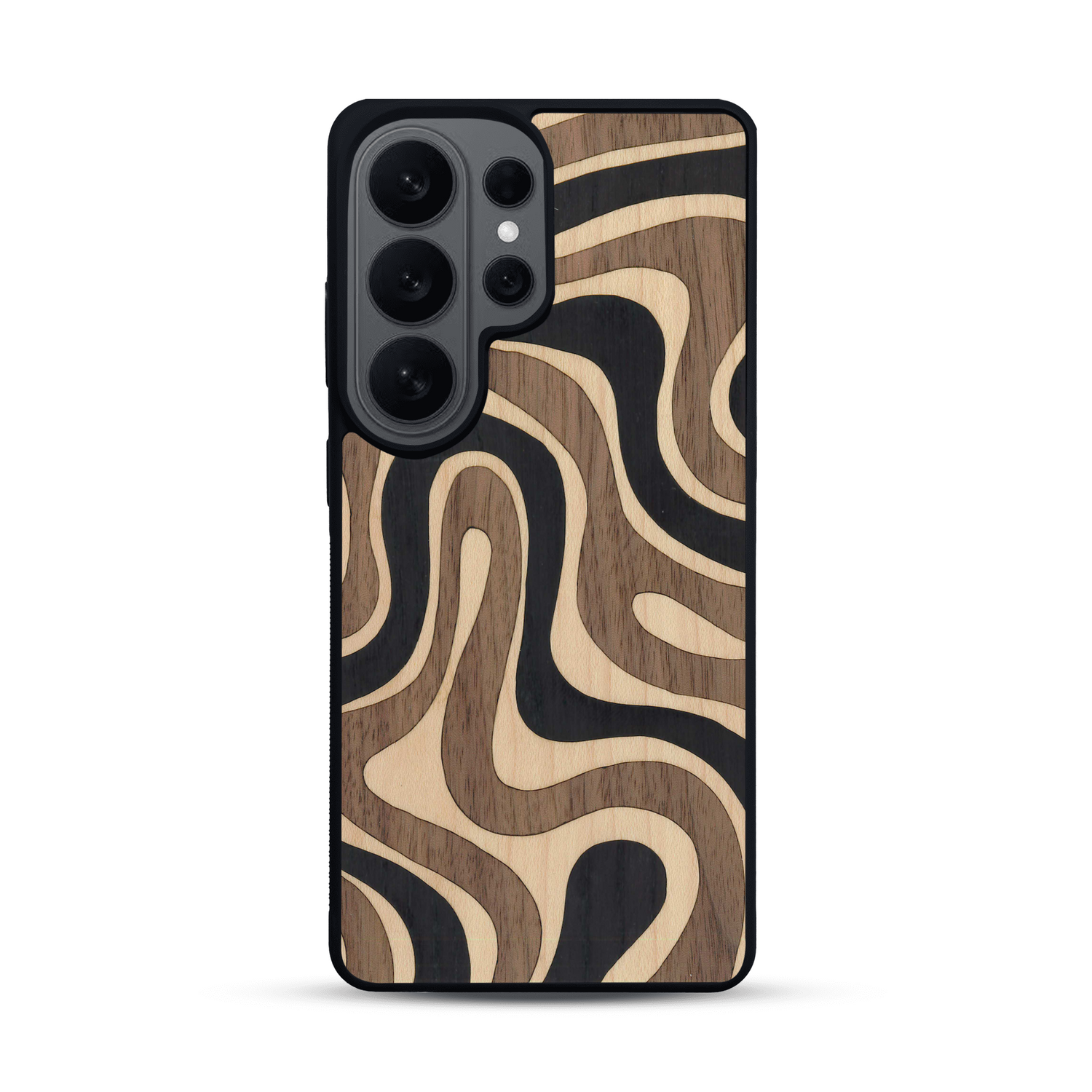 Coque de protection en bois véritable fabriquée en France pour  alliant plusieurs essences de bois pour représenter une ondulation