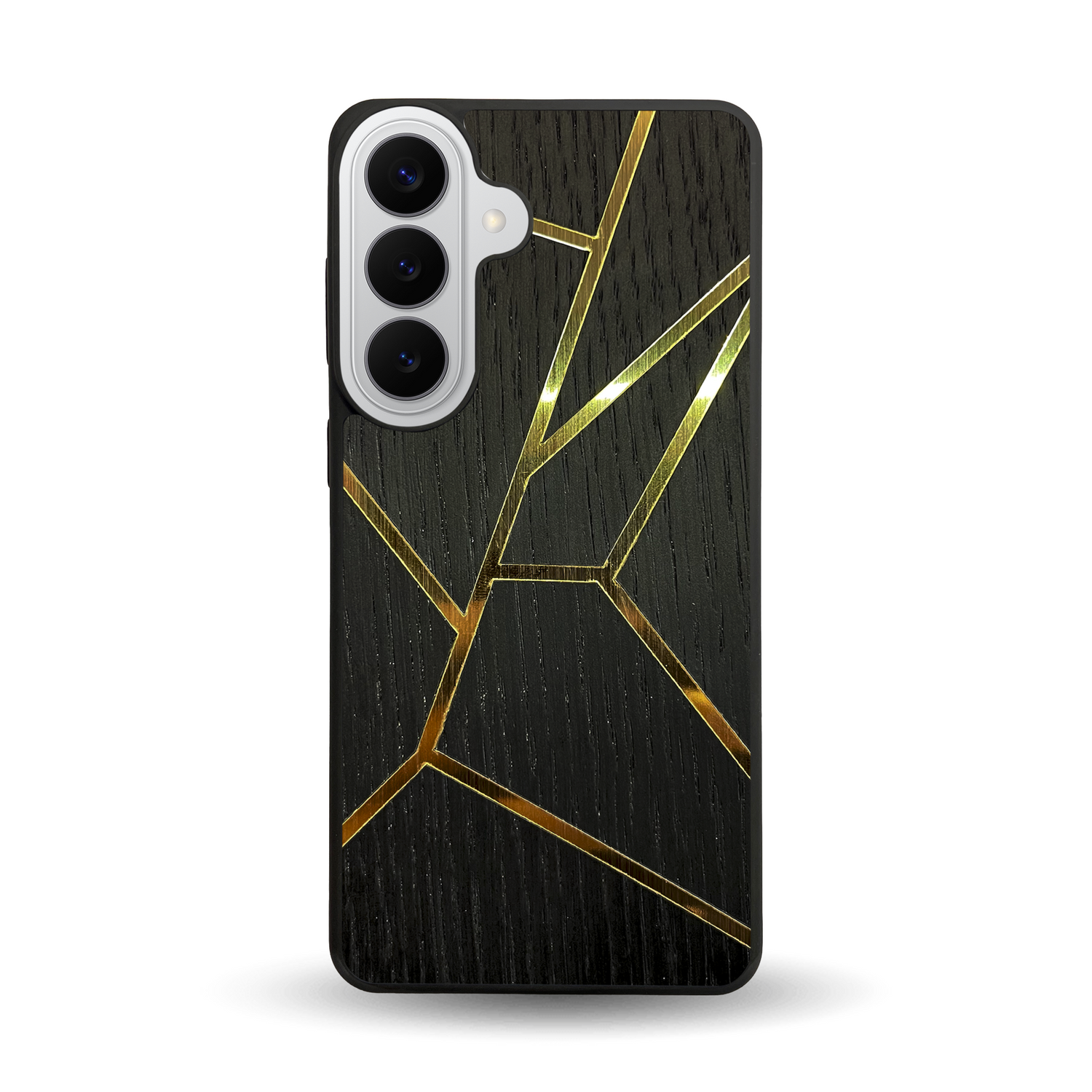 Coque de protection en bois véritable fabriquée en France pour Samsung S26+ alliant plusieurs essences de bois pour représenter des fragments design