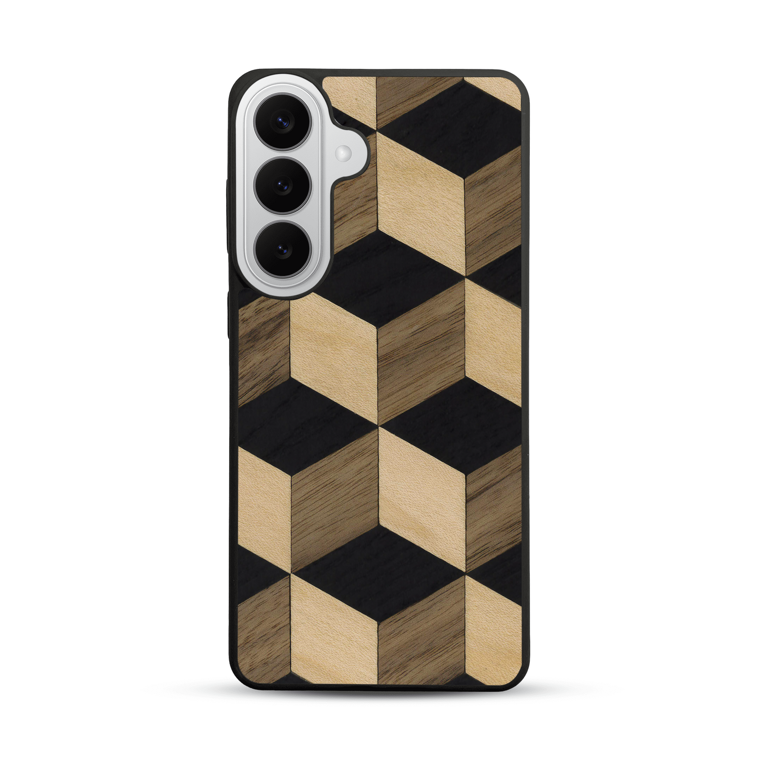Coque de protection en bois véritable fabriquée en France pour  alliant plusieurs essences de bois pour représenter un classique intemporel de la marqueterie
