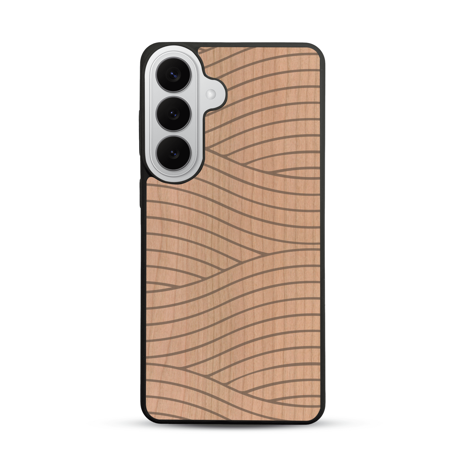 Coque de protection en bois véritable fabriquée en France pour  avec un motif moderne et minimaliste sur le thème waves et wavy représentant les vagues de l'océan