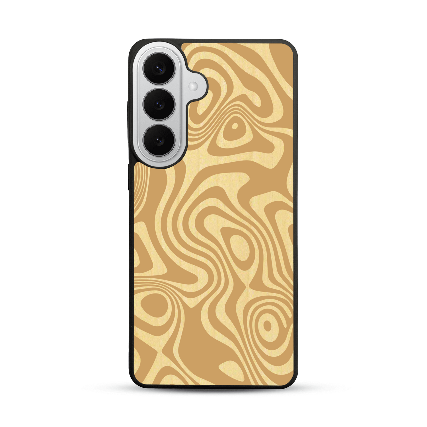 Coque de protection en bois véritable fabriquée en France pour  avec un motif abstrait représentant les mouvements de l'eau