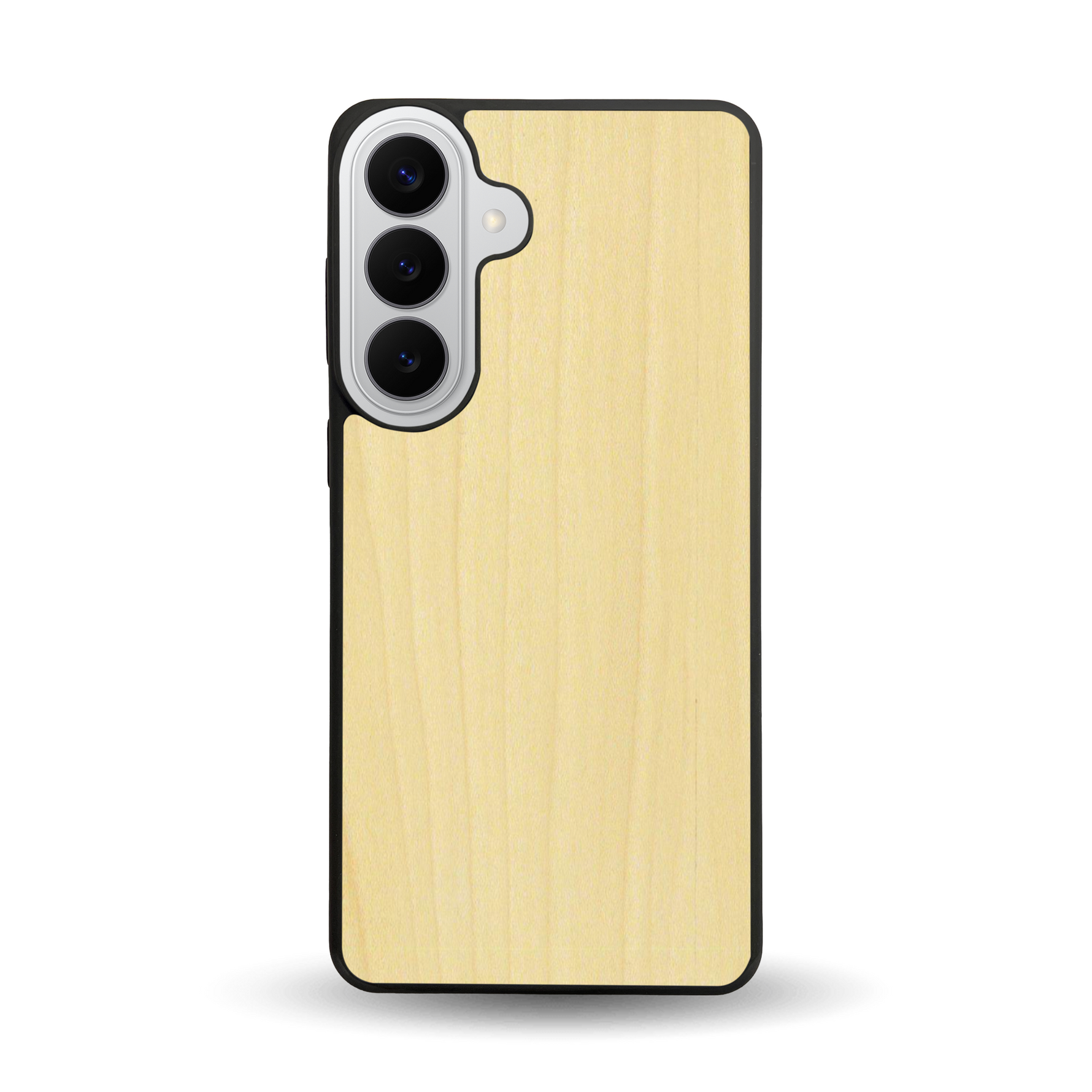 Coque de protection en bois véritable fabriquée en France pour Samsung S26+ sans gravure avec un design minimaliste et moderne