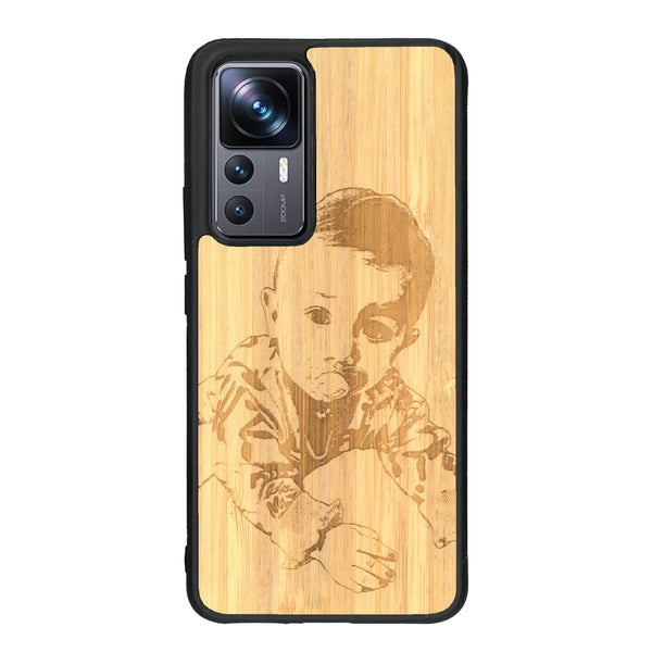 Coque de protection en bois véritable fabriquée en France pour Xiaomi Mi 12T Pro avec gravure personnalisée à partir d'une photo, d'une image, d'un logo, des initials ou d'une phrase