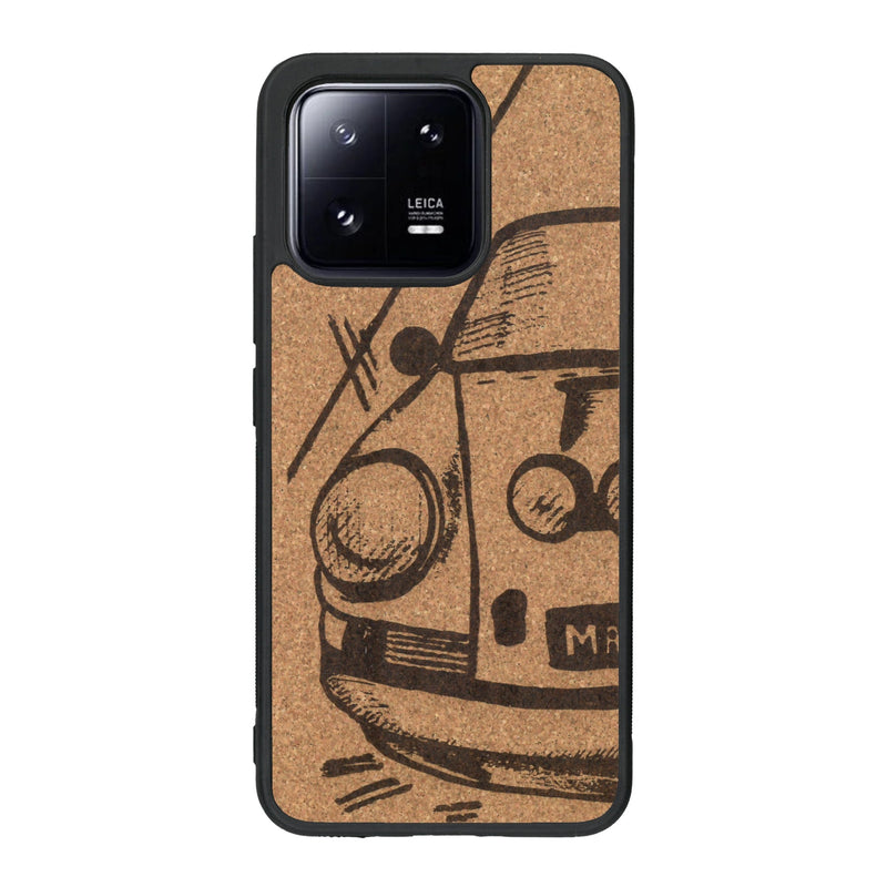 Coque de protection en bois véritable fabriquée en France pour Xiaomi Mi 13 sur le thème de l'automobile avec une authentique Porsche