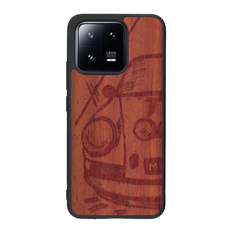 Coque de protection en bois véritable fabriquée en France pour Xiaomi Mi 13 sur le thème de l'automobile avec une authentique Porsche