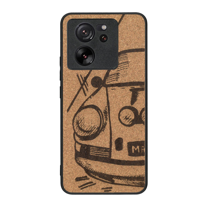 Coque de protection en bois véritable fabriquée en France pour Xiaomi Mi 13 T sur le thème de l'automobile avec une authentique Porsche