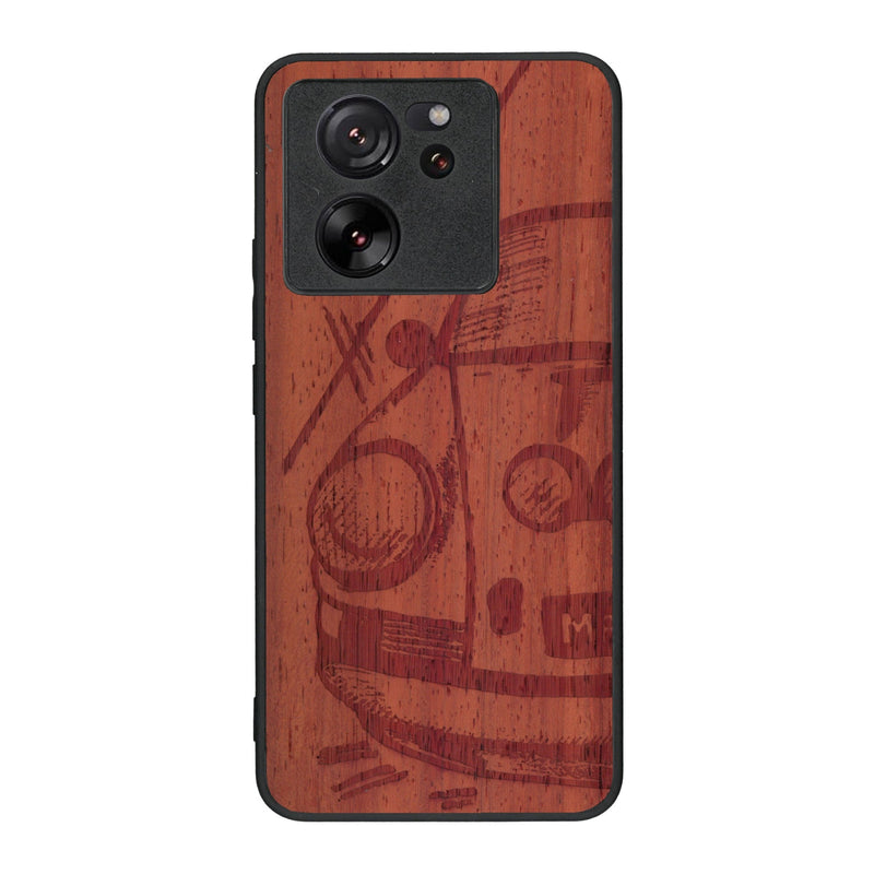 Coque de protection en bois véritable fabriquée en France pour Xiaomi Mi 13 T sur le thème de l'automobile avec une authentique Porsche