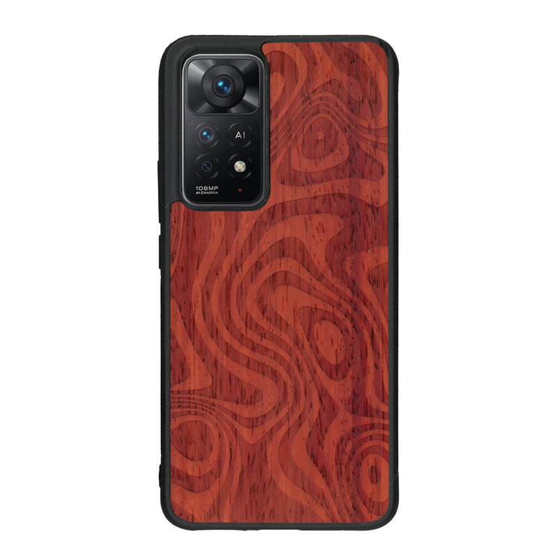 Coque de protection en bois véritable fabriquée en France pour Xiaomi Redmi Note 11 Pro avec un motif abstrait représentant les mouvements de l'eau