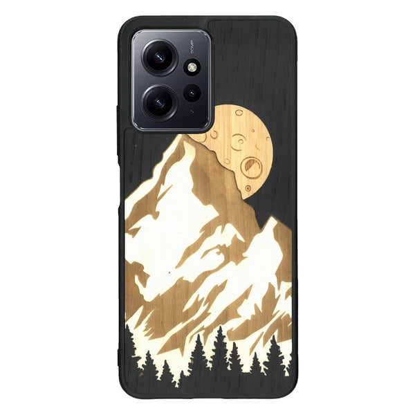 Coque de protection en bois véritable fabriquée en France pour Xiaomi Redmi Note 12 alliant plusieurs essences de bois pour représenter le mont Everest