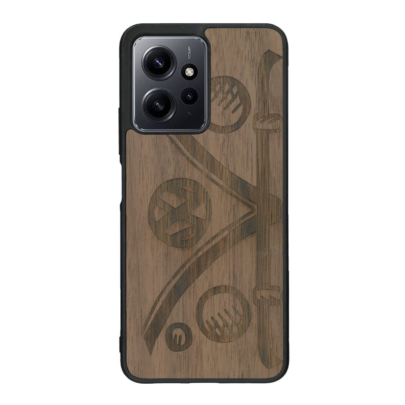 Coque de protection en bois véritable fabriquée en France pour Xiaomi Redmi Note 12 Pro sur le thème de l'automobile avec un van combi